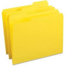 Business Source 1/3 Tab Cut Letter Recycled Top Tab File Folder 8 1/2" x 11" - Top Tab Location - Assorted Tab Position - 11 pt. - 1 Plys - Yellow - 10% Recycled - 100 / Box