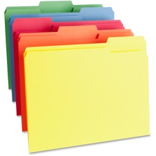 Business Source 1/3 Tab Cut Letter Recycled Top Tab File Folder 8 1/2" x 11" - Top Tab Location - Assorted Tab Position - 11 pt. - 1 Plys - Assorted - 10% Recycled - 100 / Box