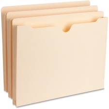 Business Source Straight Tab Cut Letter Recycled File Pocket 8 1/2" x 11" - 1" Expansion - 11 pt. - Manila - Reinforced Tab, Heavyweight Cover - 10% Recycled - 50 / Box