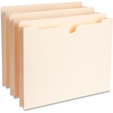 Business Source Straight Tab Cut Letter Recycled File Pocket 8 1/2" x 11" - 1 1/2" Expansion - 11 pt. - Manila - Slip Resistant, Reinforced Tab, Heavyweight Cover - 10% Recycled - 50 / Box