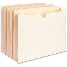 Business Source Straight Tab Cut Letter Recycled File Pocket 8 1/2" x 11" - Capacity2" Expansion - Manila - 10% Recycled - 50 / Box