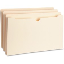 Business Source Straight Tab Cut Legal Recycled File Pocket 8 1/2" x 14" - 1" Expansion - 11 pt. - Manila - Slip Resistant, Reinforced Tab, Heavyweight Cover - 10% Recycled - 50 / Box