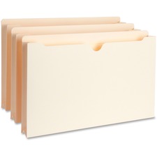 Business Source Straight Tab Cut Legal Recycled File Pocket 8 1/2" x 14" - 1 1/2" Expansion - 11 pt. - Manila - Slip Resistant, Reinforced Tab, Heavyweight Cover - 10% Recycled - 50 / Box