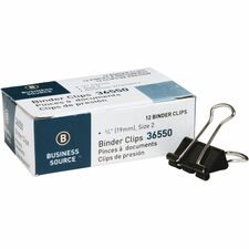 Business Source Fold-back Binder Clips Small - 0.8" Width - 0.38" Size Capacity - for Paper - Black - Steel - 1 Dozen
