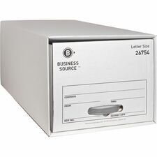 Business Source Drawer Storage Boxes External Dimensions: 12.5" Width x 23.3" Depth x 10.3" Height - Media Size Supported: Letter - Light Duty - Stackable - White - For File - Recycled - 6 / Carton