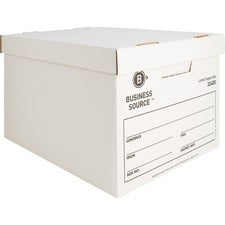 Business Source Quick Setup Medium-Duty Storage Box External Dimensions: 12" Width x 15" Depth x 10" Height - Media Size Supported: Legal, Letter - Lift-off Closure - Medium Duty - Stackable - White - For File - Recycled - 12 / Carton