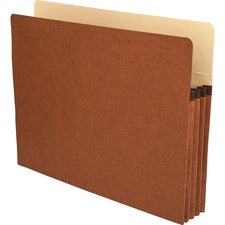 Business Source Straight Tab Cut Letter Recycled File Pocket 8 1/2" x 11" - 3 1/2" Expansion - Redrope - Redrope - Tyvek Gusset, Tear Proof, Reinforced Gusset, Sturdy, Durable - 30% Recycled - 25 / Box