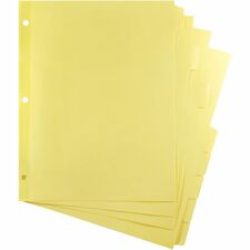 Business Source Mylar-reinforced Plain Tab Indexes 8 Write-on Tab(s) - 8 Tab(s)/Set - 8.5" Divider Width x 11" Divider Length - Letter - 3 Hole Punched - Canary Tab(s) - Hole-punched, Mylar Reinforced Edge - 24 / Box