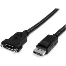 StarTech.com 3 ft Powered DisplayPort Panel Mount Cable 3 ft Video Cable for Audio/Video Device, PC, Faceplate - First End: 1 x DisplayPort 1.2 Digital Audio/Video - Male - Second End: 1 x DisplayPort 1.2 Digital Audio/Video - Female - 21.6 Gbit/s - Suppo