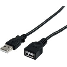 StarTech.com 10 ft Black USB 2.0 Extension Cable A to A - M/F 10 ft USB Data Transfer Cable for Peripheral Device, Printer - First End: 1 x 4-pin USB 2.0 Type A - Male - Second End: 1 x 4-pin USB 2.0 Type A - Female - 480 Mbit/s - Extension Cable - Shield