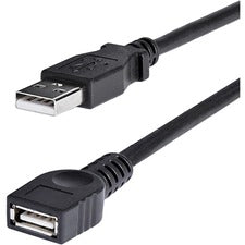 StarTech.com 6 ft Black USB 2.0 Extension Cable A to A - M/F 6 ft USB Data Transfer Cable for Peripheral Device, PC, MAC, Printer - First End: 1 x 4-pin USB 2.0 Type A - Male - Second End: 1 x 4-pin USB 2.0 Type A - Female - 480 Mbit/s - Extension Cable -
