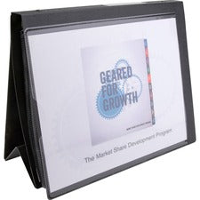 Business Source Presentation Binder 1" Binder Capacity - Letter - 8 1/2" x 11" Sheet Size - Fastener(s): Ring - Pocket(s): Internal - Black - Recycled - Business Card Holder, Label Holder - 1 Each
