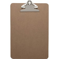 Business Source Mini Clipboard with Standard Metal Clip Standard - 6" x 9" Sheet Size - Hardboard - Brown - 1 Each