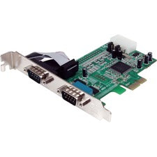 StarTech.com 2 Port PCIe Serial Adapter Card with 16550 Half-height/Low-profile Plug-in Card - 16550 UART - PCI Express x1 - PC, Mac, Linux - 2 x Number of Serial Ports External - 1