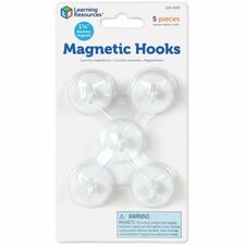 Learning Resources Original Magnetic Hooks 13 lb (5.90 kg) Capacity - for Pocket Chart, Flip Book, Hall Pass, Decoration - White - 5 / Pack