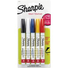 Sharpie Oil-Based Paint Marker - Fine Point Fine Marker Point - Assorted Ink - Oil Based - 5 / Pack