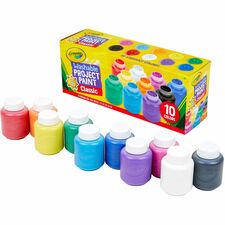 Crayola Washable Kids' Paint Set 10 Color(s) - Blue, White, Violet, Brown, Green, Turquoise, Red, Yellow, Orange, Magenta - 2 fl oz - Washable - 10 / Set