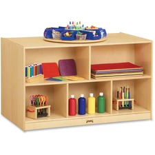Jonti-Craft Doublee-Sided Island Mobile Storage Unit 29.50" Height x 48" Width x 28.50" Depth - Floor - Non-yellowing, Stain Resistant, Kick Plate, Sturdy - Wood Grain - Baltic Birch Plywood - 1 Each