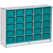 Jonti-Craft Rainbow Accents Cubbie-trays Storage Unit 25 Compartment(s) - 35.50" Height x 48" Width x 15" Depth - Laminated - Teal - Rubber - 1 Each