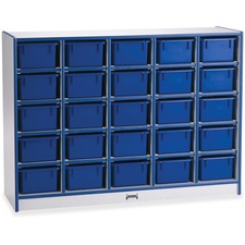 Jonti-Craft Rainbow Accents Cubbie-trays Storage Unit 25 Compartment(s) - 35.50" Height x 48" Width x 15" Depth - Laminated - Light Wood - Blue - Rubber, Wood - 1 Each