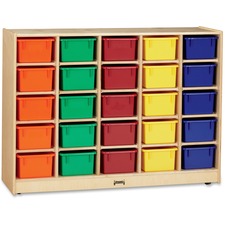 Jonti-Craft Rainbow Accents 25 Cubbie-trays Mobile Storage Unit 35.50" Height x 48" Width x 15" Depth - Durable - Baltic - Acrylic, Rubber - 1 Each