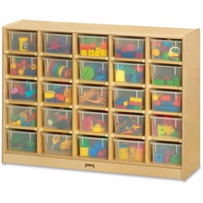 Jonti-Craft Rainbow Accents 25 Cubbie-trays Mobile Storage Unit 35.50" Height x 48" Width x 15" Depth - Durable - Baltic - Acrylic, Rubber - 1 Each