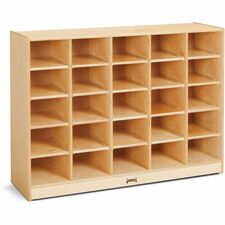 Jonti-Craft Rainbow Accents 25 Cubbie Mobile Storage 35.50" Height x 48" Width x 15" Depth - Durable, Laminated - Baltic - Acrylic, Rubber - 1 Each