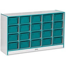 Jonti-Craft Rainbow Accents Cubbie-trays Storage Unit 29.50" Height x 48" Width x 15" Depth - Laminated, Durable - Teal - Rubber - 1 Each