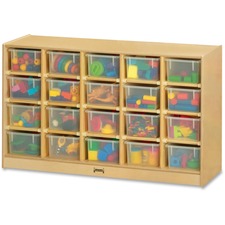 Jonti-Craft Rainbow Accents 20 Cubbie-tray Mobile Storage Unit 29.50" Height x 48" Width x 15" Depth - Durable - Baltic - Acrylic, Rubber - 1 Each