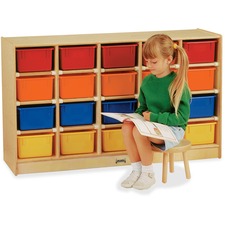 Jonti-Craft Rainbow Accents 20 Cubbie Mobile Storage 29.50" Height x 48" Width x 15" Depth - Durable, Laminated - Baltic - Acrylic, Rubber - 1 Each