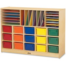 Jonti-Craft Rainbow Accents Colored Tray Sectional Cubbie Storage 35.50" Height x 48" Width x 15" Depth - Removable Tray, Durable - Baltic - Acrylic, Rubber - 1 Each
