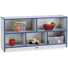 Jonti-Craft Rainbow Accents Low Open Single Storage Shelf 29.50" Height x 48" Width x 15" Depth - Laminated, Durable - Blue - Rubber - 1 Each