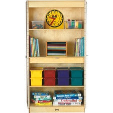 Jonti-Craft Deluxe Classroom Closet 36" Width x 24" Depth x 72" Height - Lockable, Adjustable Shelf, Kick Plate, Non-yellowing, Stain Resistant, Sturdy, Key Lock - Wood Grain - Baltic Birch Plywood