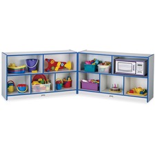 Jonti-Craft Rainbow Accents Fold-n-Lock Storage Shelf 29.50" Height x 96" Width x 15" Depth - Lockable, Foldable - Blue - Hard Rubber - 1 Each