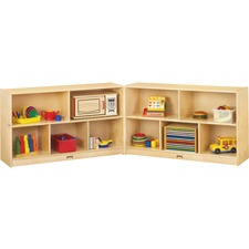 Jonti-Craft Mobile Fold-n-Lock Open Shelf Unit 29.50" Height x 96" Width x 15" Depth - Floor - Foldable, Lockable, Stain Resistant, Sturdy - White - Baltic Birch Plywood - 1 Each