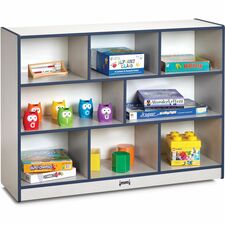 Jonti-Craft Rainbow Accents Super-size Mobile Storage 35.50" Height x 48" Width x 15" Depth - Durable, Laminated - Navy - Hard Rubber - 1 Each