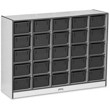 Jonti-Craft Rainbow Accents Cubbie-trays Storage Unit 25 Compartment(s) - 35.50" Height x 48" Width x 15" Depth - Laminated, Durable - Black - Rubber - 1 Each