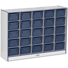 Jonti-Craft Rainbow Accents Cubbie-trays Storage Unit 25 Compartment(s) - 35.50" Height x 48" Width x 15" Depth - Laminated - Navy - Rubber - 1 Each