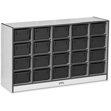 Jonti-Craft Rainbow Accents Cubbie-trays Storage Unit 29.50" Height x 48" Width x 15" Depth - Durable, Laminated - Black - Rubber - 1 Each