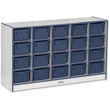 Jonti-Craft Rainbow Accents Cubbie-trays Storage Unit 29.50" Height x 48" Width x 15" Depth - Durable, Laminated - Navy - Rubber - 1 Each