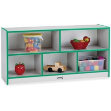Jonti-Craft Rainbow Accents Low Open Single Storage Shelf 29.50" Height x 48" Width x 15" Depth - Laminated, Durable - Black - Rubber - 1 Each
