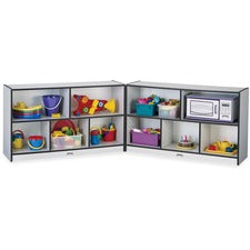 Jonti-Craft Rainbow Accents Fold-n-Lock Storage Shelf 29.50" Height x 96" Width x 15" Depth - Lockable, Foldable - Black - Hard Rubber - 1 Each
