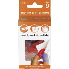 LEE Micro Gel Grips #9 with 0.75" Diameter - Large Size - Rubber - Assorted - 10 / Pack