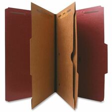 Nature Saver 2/5 Tab Cut Legal Recycled Classification Folder 8 1/2" x 14" - 2" Expansion - 4 Fastener(s) - 2" for Folder, 1" for Divider - 2 Pocket(s) - 2 Divider(s) - 25 pt. - Pressboard - Red - 100% Recycled - 10 / Box