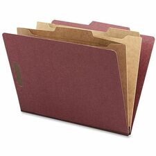 Nature Saver 2/5 Tab Cut Letter Recycled Classification Folder 8 1/2" x 11" - 2" Expansion - 4 Fastener(s) - 2" for Folder, 1" for Divider - 2 Pocket(s) - 2 Divider(s) - 25 pt. - Pressboard - Red - 100% Recycled - 10 / Box