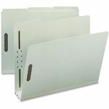 Nature Saver 1/3 Tab Cut Letter Recycled Fastener Folder 8 1/2" x 11" - 3" Expansion - 2 Fastener(s) - 2" for Folder - Top Tab Location - Assorted Tab Position - 25 pt. - Pressboard, Tyvek - Gray/Green - 100% Recycled - 25 / Box