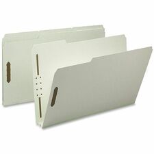 Nature Saver 1/3 Tab Cut Legal Recycled Fastener Folder 8 1/2" x 14" - 2" Expansion - 2 Fastener(s) - 2" for Folder - Top Tab Location - Assorted Tab Position - 25 pt. - Pressboard, Tyvek - Gray/Green - 100% Recycled - 25 / Box