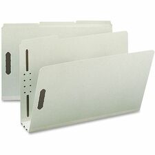 Nature Saver 1/3 Tab Cut Legal Recycled Fastener Folder 8 1/2" x 14" - 3" Expansion - 2 Fastener(s) - 2" for Folder - Top Tab Location - Assorted Tab Position - 25 pt. - Pressboard, Tyvek - Gray/Green - 100% Recycled - 25 / Box