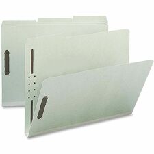 Nature Saver 1/3 Tab Cut Letter Recycled Fastener Folder 8 1/2" x 11" - 1" Expansion - 2 Fastener(s) - 2" for Folder - Top Tab Location - Assorted Tab Position - 25 pt. - Pressboard, Tyvek - Gray/Green - 100% Recycled - 25 / Box
