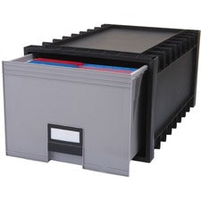 Storex Archive Files Storage Box External Dimensions: 15.1" Width x 24.3" Depth x 11.4" Height - Media Size Supported: Letter - Heavy Duty - Stackable - Polypropylene - Black, Gray - For File - Recycled - 1 Each